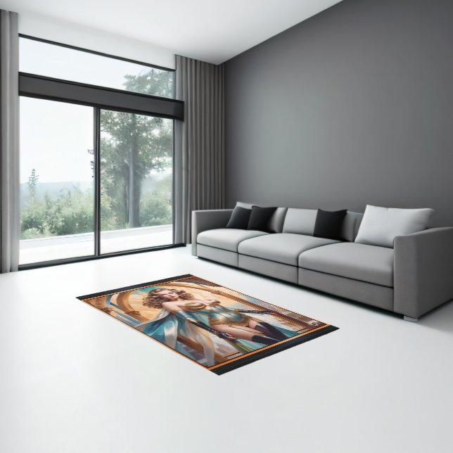 Woman In Opulent Gold Turquoise Attire by Xzendor7 Rug (Insitu (Indoor 3))