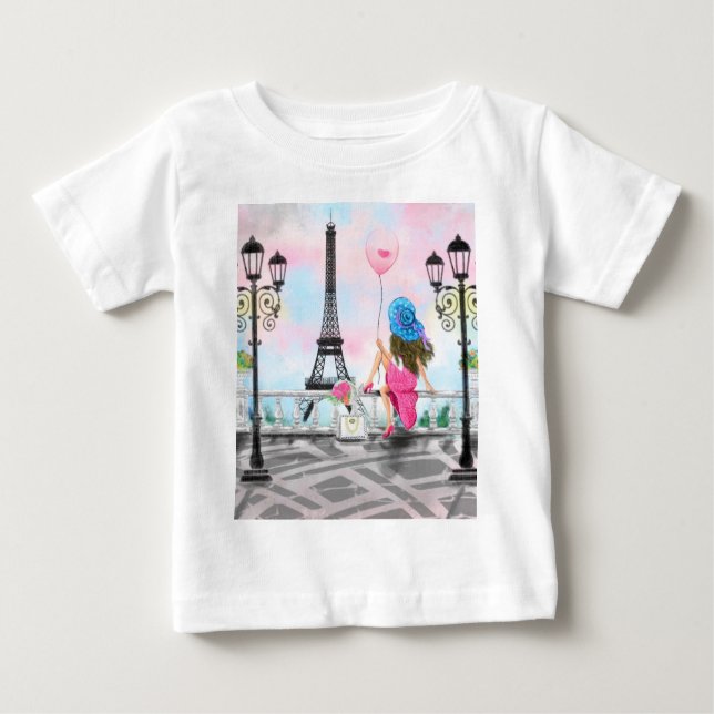 Woman In Paris Baby T-Shirt Eiffel Tower (Front)