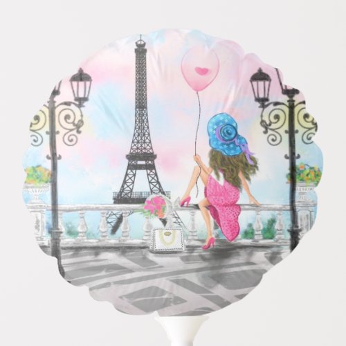 Woman In Paris Balloon Eiffel Tower