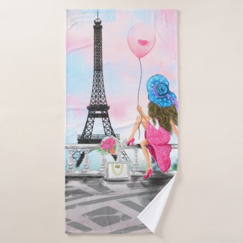 Woman In Paris Bath Towel with Eiffel Towers