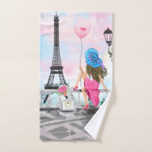 Woman in Paris Bath Towels with Eiffel Tower