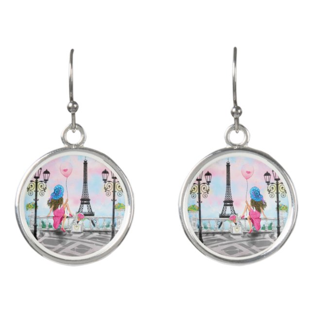 Woman In Paris Earrings Eiffel Tower (Front)