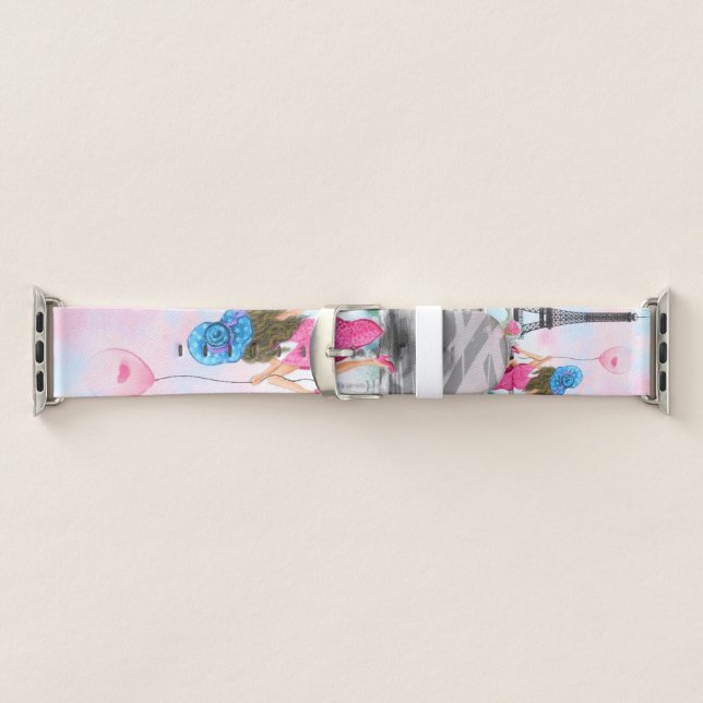 Woman In Paris Eiffel Tower Apple Watch Band (Band)