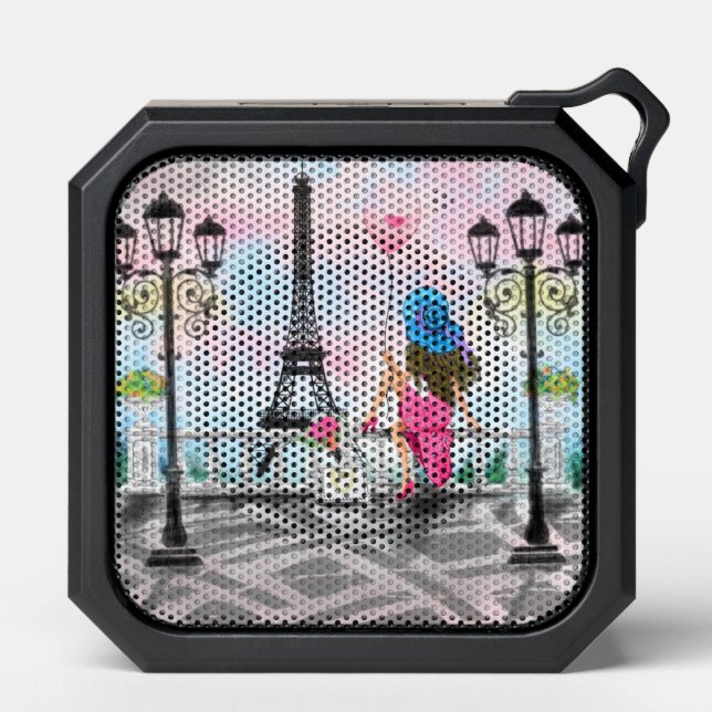 Woman in Paris Eiffel Tower Bluetooth Speaker (Front)