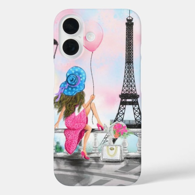 Woman In Paris Eiffel Tower Case-Mate iPhone Case (Back)