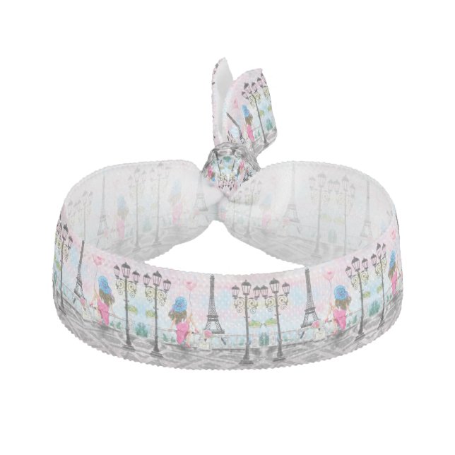 Woman In Paris Eiffel Tower Elastic Hair Tie (Front)