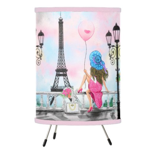 Woman In Paris Eiffel Tower Gift Lamp