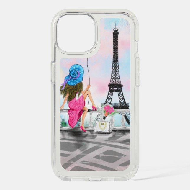 Woman In Paris Eiffel Tower iPhone Case (Front)