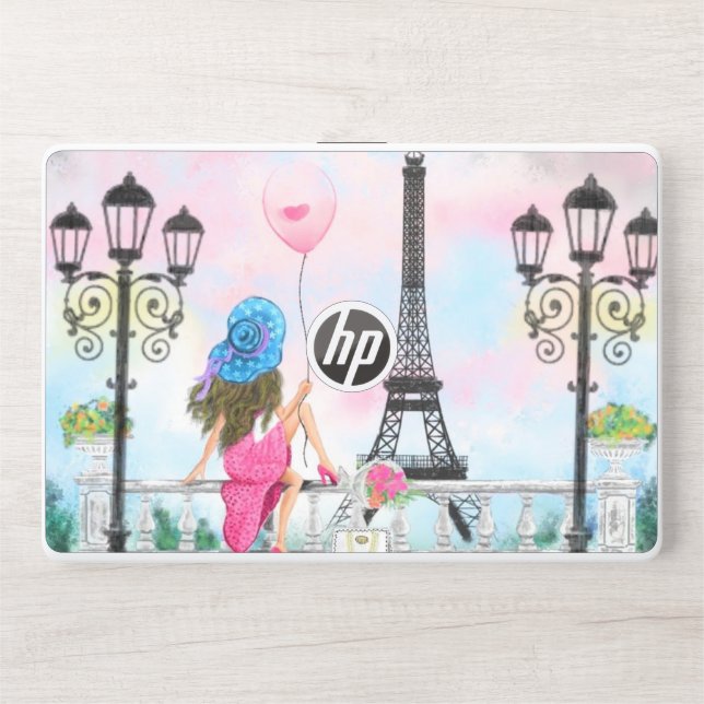 Woman In Paris Eiffel Tower Laptop Skin (Front)