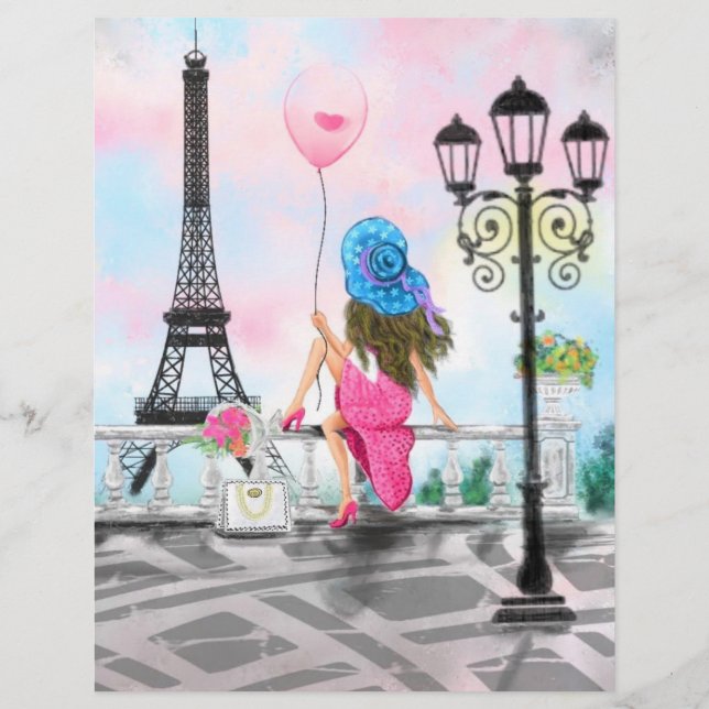 Woman In Paris Eiffel Tower Letterhead (Back)