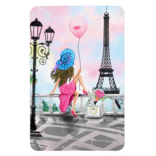 Woman In Paris Eiffel Tower Magnet Gift