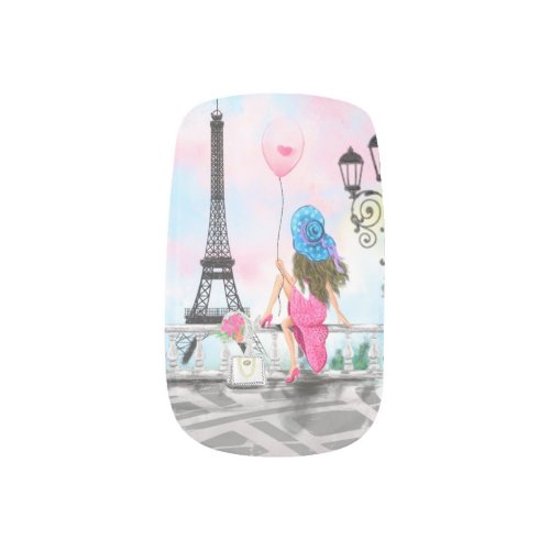 Woman In Paris Eiffel Tower Minx Nail Art