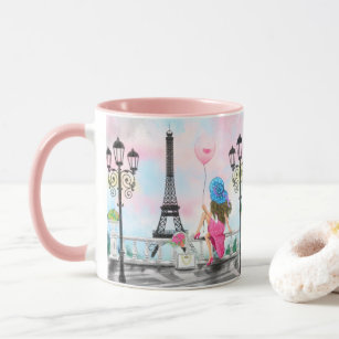 Woman In Paris Eiffel Tower Mug