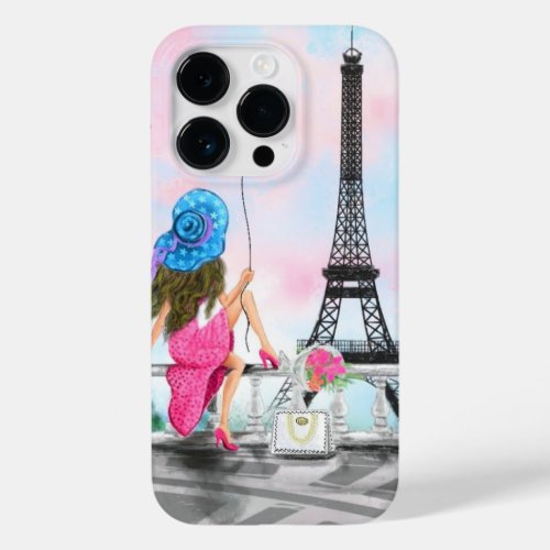 Woman In Paris Eiffel Tower Painting Modern Case_Mate iPhone 14 Pro Case