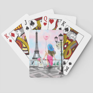 Woman In Paris Eiffel Tower Playing Cards Gift