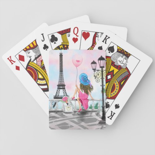 Woman In Paris Eiffel Tower Playing Cards Gift