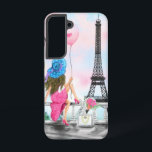 Woman In Paris Eiffel Tower Samsung Galaxy S22 Case<br><div class="desc">Pretty Woman and Pink Balloon - I Love Paris - Eiffel Tower Romantic Drawing - Choose / Add Your Unique Text / Font / Color - Make Your Special Gift - Resize and move or remove and add elements - Image / text with customization tool ! - Drawing and Design...</div>