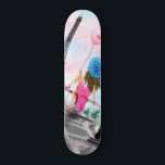 Woman In Paris Eiffel Tower Skateboard<br><div class="desc">Skateboard with Pretty Woman and Pink Heart Balloon - I Love Paris - Eiffel Tower Romantic Drawing - Choose / Add Your Unique Text / Font / Color - Make Your Special Skateboards Gift - Resize and move or remove and add elements - Image / text with customization tool !...</div>