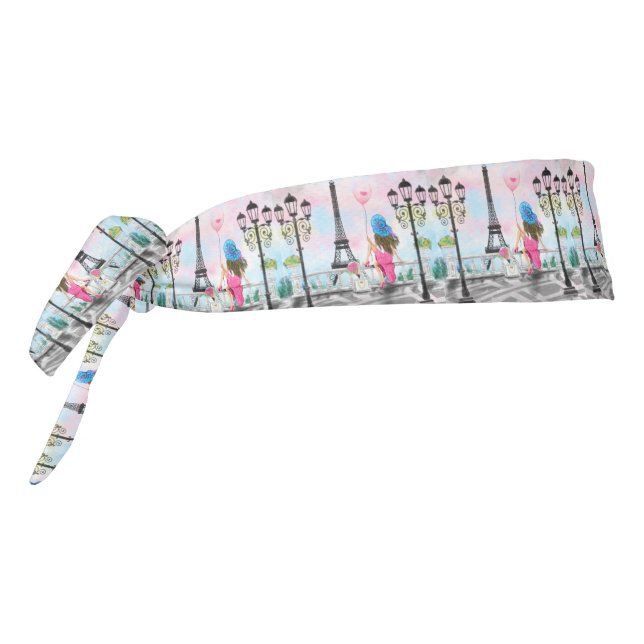 Woman  In Paris Eiffel Tower Tie Headband (Rotate 270)