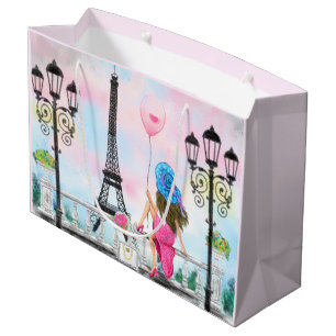Woman In Paris Gift Bag Eiffel Tower