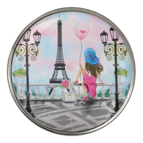Woman In Paris Golf Ball Marker Eiffel Tower Gift