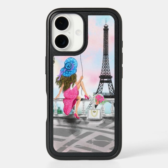 Woman In Paris iPhone Case with Eiffel Tower (Back)