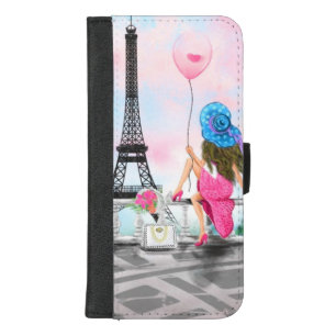 Woman In Paris iPhone Wallet Case Eiffel Tower