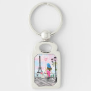 Woman In Paris Keychain Gift With Eiffel Tower at Zazzle