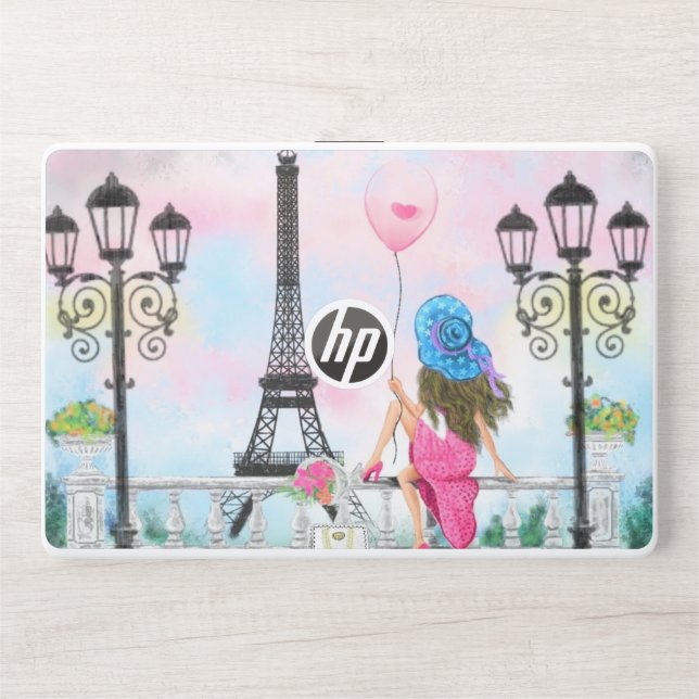 Woman In Paris Laptop Skin Eiffel Tower (Front)