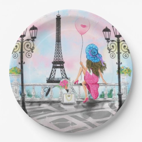 Woman In Paris Paper Plates _ Eiffel Tower
