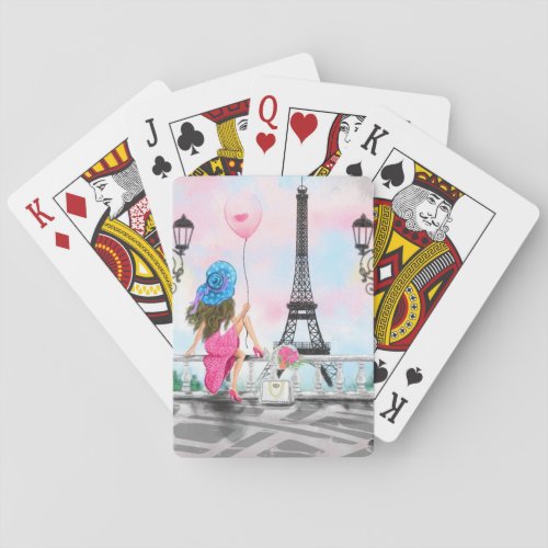 Woman in Paris Playing Cards Eiffel Tower Gift