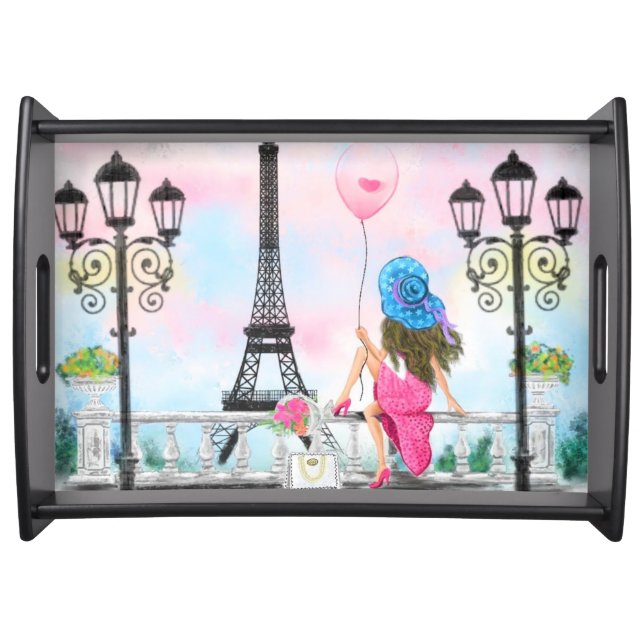 Woman in Paris Serving Tray Eiffel Tower (Front)