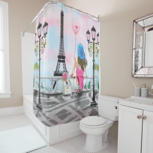 Woman In Paris Shower Curtain