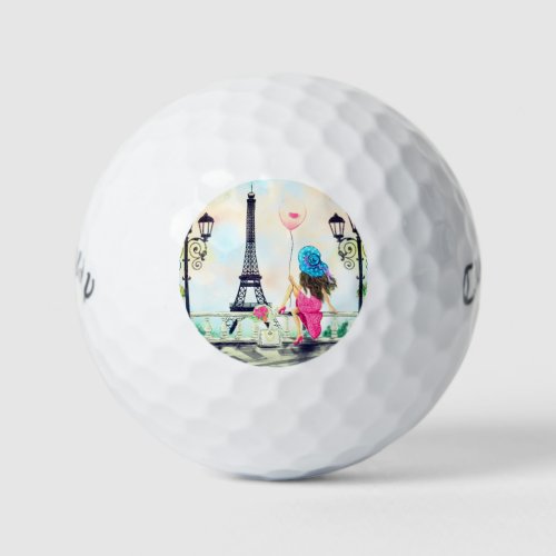 Woman In Partis Golf Balls Eiffel Tower Gift