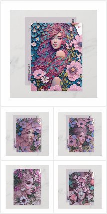 Woman in pastel flowers, Postcrossing Postcards