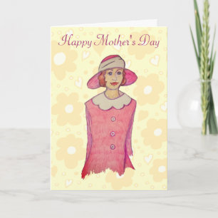 Woman in Pink Hat Mother's Day Card