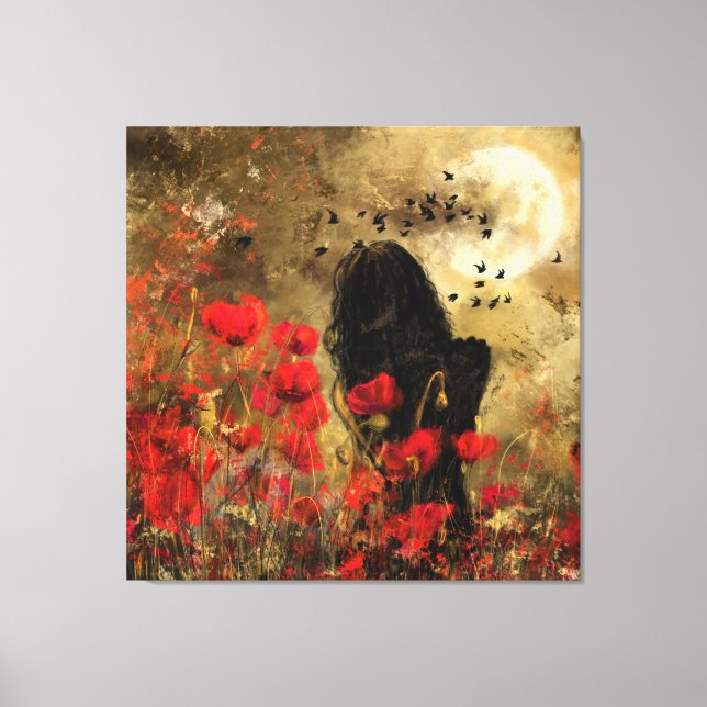 Woman In Poppies Canvas Print (Front)
