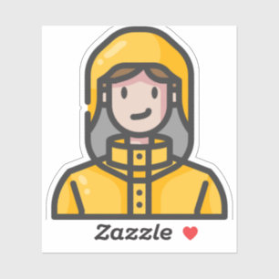 woman in raincoat sticker