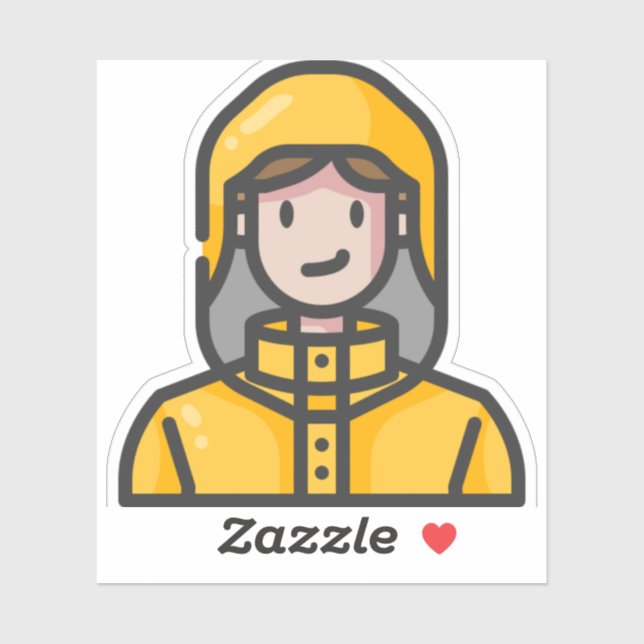 woman in raincoat sticker (Sheet)