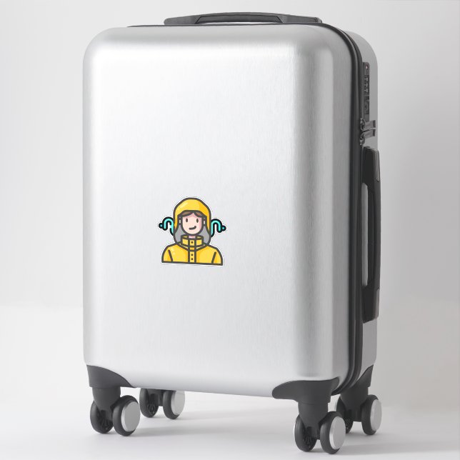 woman in raincoat sticker (Suitcase)