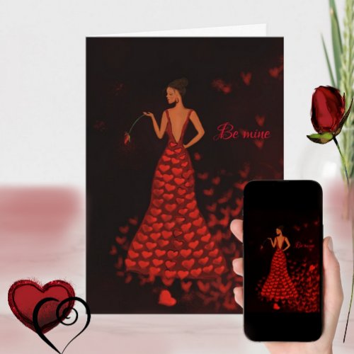 Woman in Red Dress Valentines Day Card