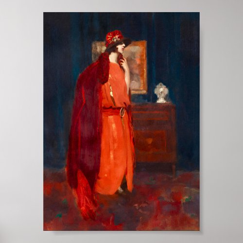 Woman in Red Dress Vintage Portrait Art Poster