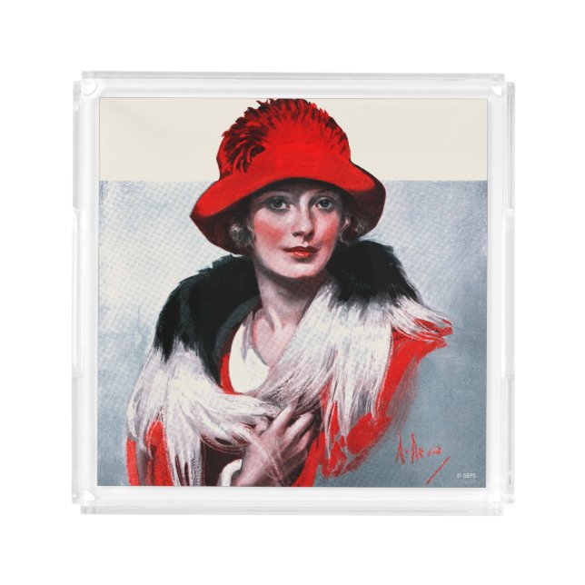Woman in Red Hat Acrylic Tray (Front)