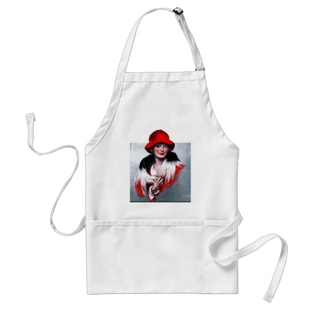 Woman in Red Hat Adult Apron (Front)