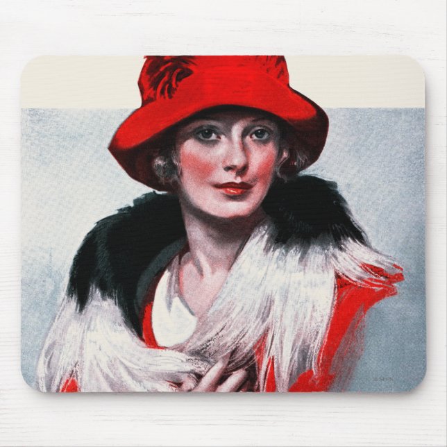 Woman in Red Hat Mouse Pad (Front)