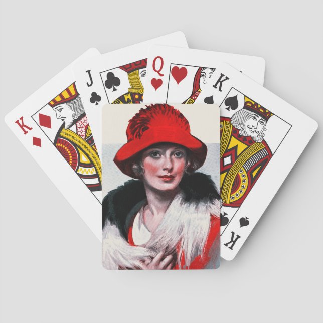 Woman in Red Hat Poker Cards (Back)