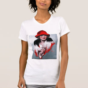 Woman in Red Hat T-Shirt