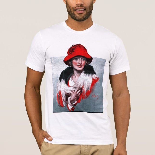 Woman in Red Hat T-Shirt (Front)