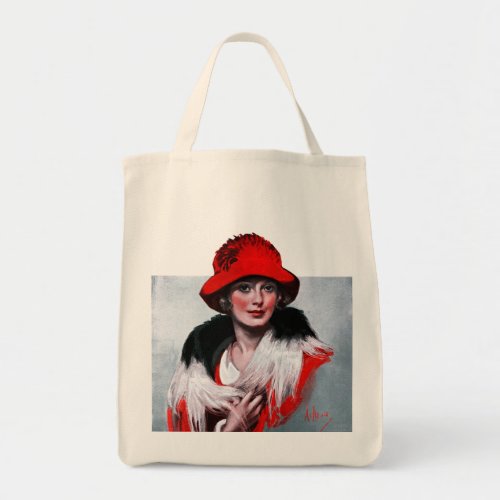 Woman in Red Hat Tote Bag