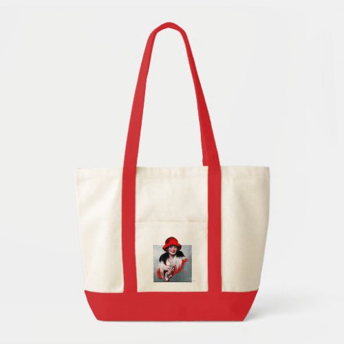 Woman in Red Hat Tote Bag